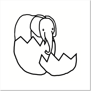 Elephant Hatching from Easter Egg Outline Posters and Art